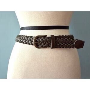 Brown Braided Leather Waist Belt Womens sz M (fits like an XS)